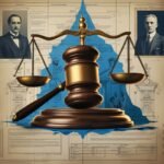 "Gavel and scales of justice overlaying inheritance documents, symbolizing a landmark judicial decision in an inheritance dispute."