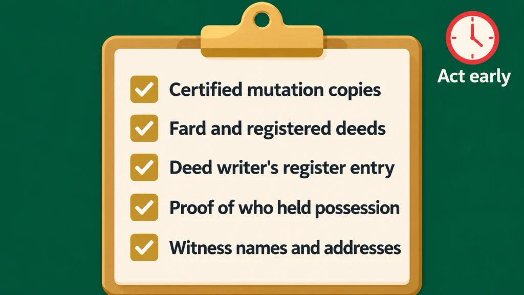 Evidence checklist for heirs challenging a doubtful gift deed in a civil court