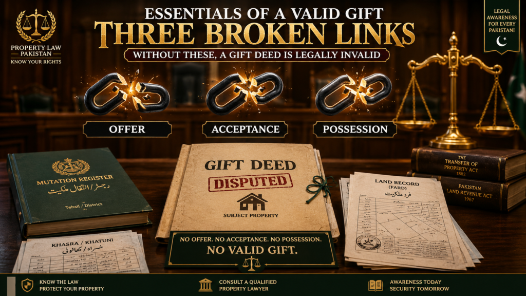 valid gift in Pakistan offer acceptance possession
