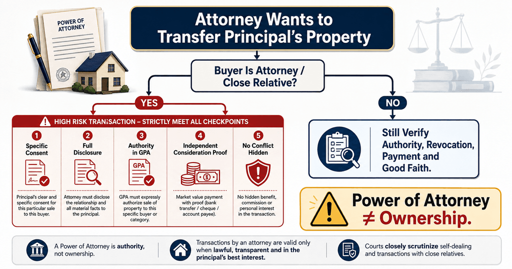 Property Law checklist when attorney transfers property to a close relative