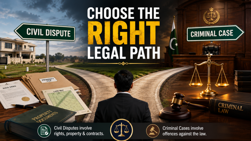 Civil dispute and criminal case in illegal possession of property in Pakistan