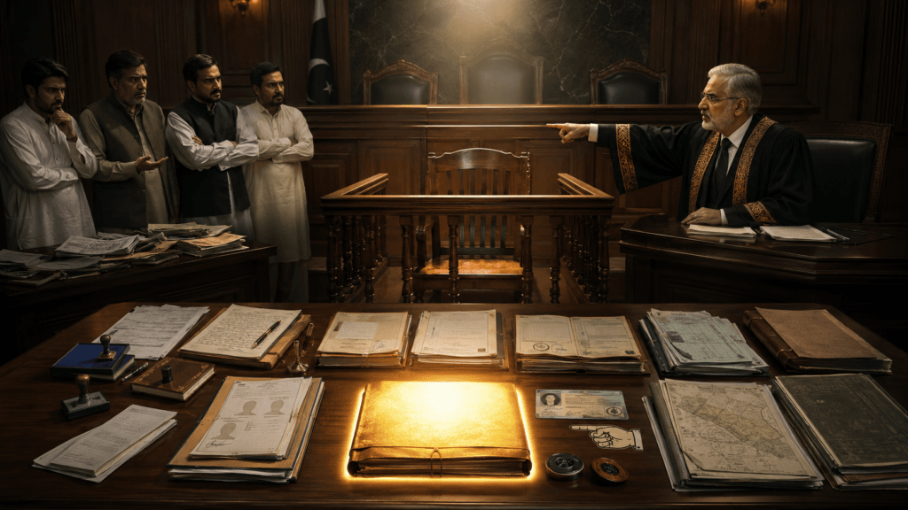 Empty witness stand showing failure to produce material witnesses for the alleged oral gift and mutation.
