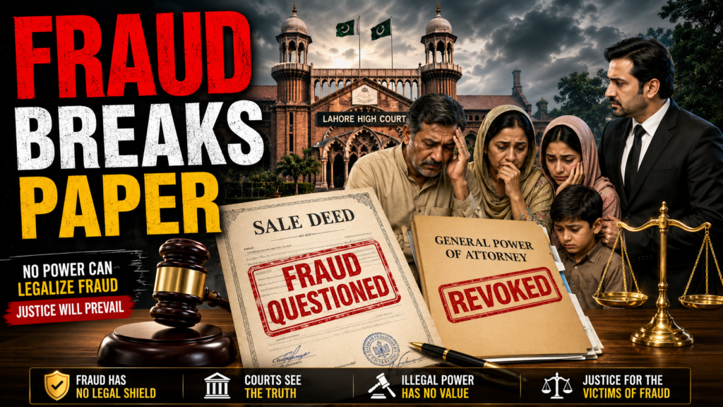 Property law principle that fraud can invalidate a sale deed in Pakistan