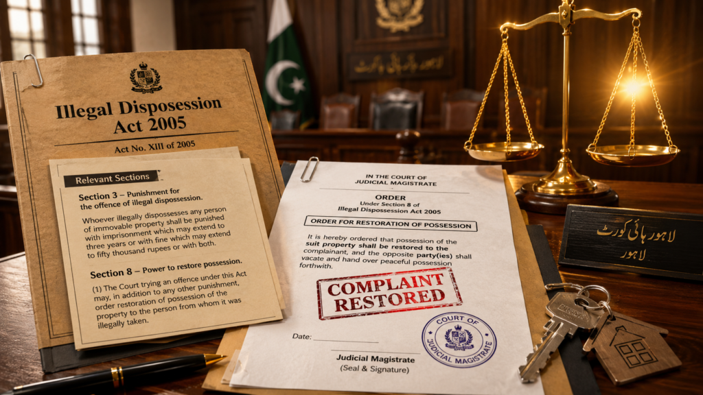 Illegal Dispossession Act complaint overseas Pakistani property dispute