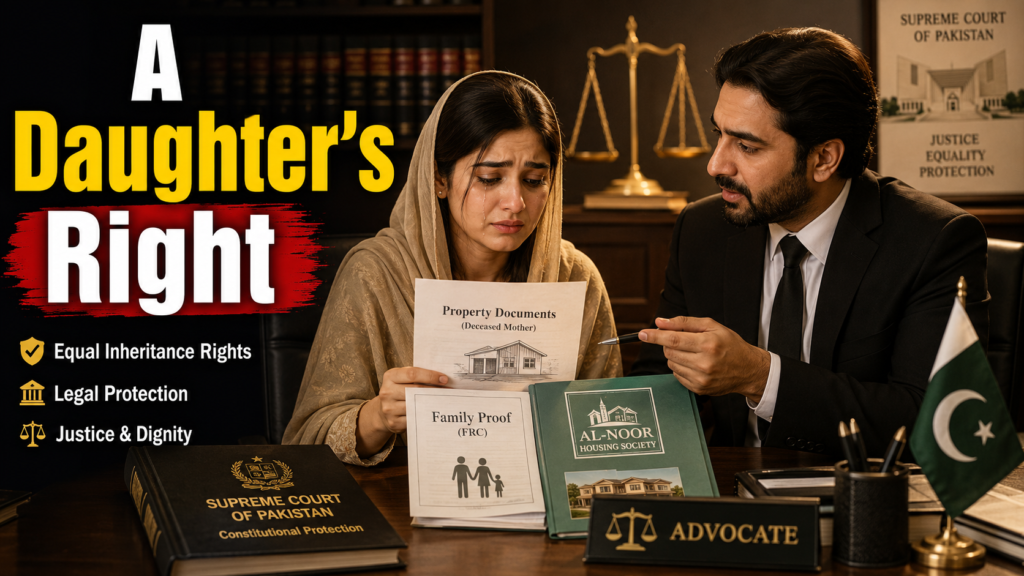 Daughter legal heir rights under Property Law in Pakistan Property Law in Pakistan daughter fighting for mother’s property