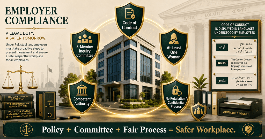 Employer Duties Under Workplace Harassment Law Pakistan Workplace harassment employer duties and inquiry committee Pakistan