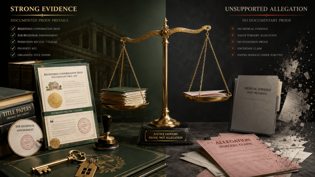 Registered Hiba deed and possession evidence in wife property dispute