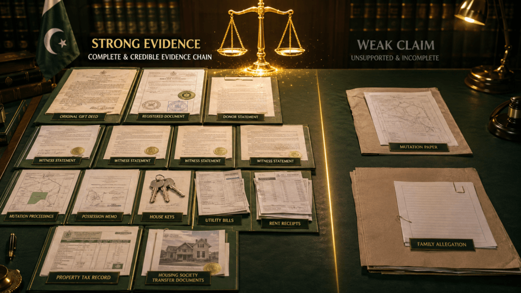 Evidence for a Valid Property Gift Evidence needed to prove a valid gift in Pakistan