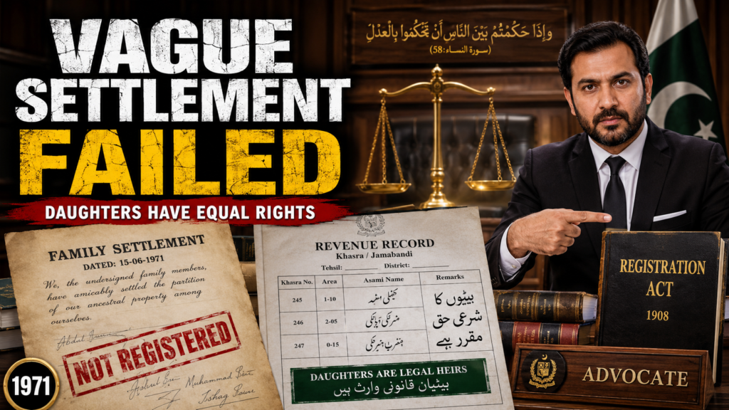 Unregistered Family Settlement Cannot Defeat Female Rights female rights unregistered family settlement inheritance Pakistan