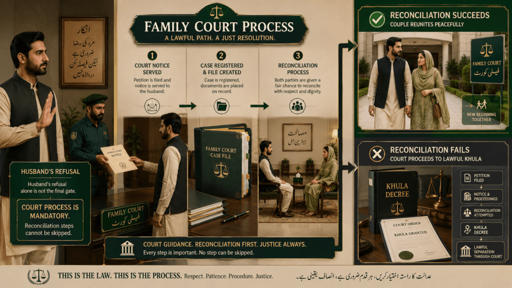 Family Court process when husband refuses Khula in Pakistan