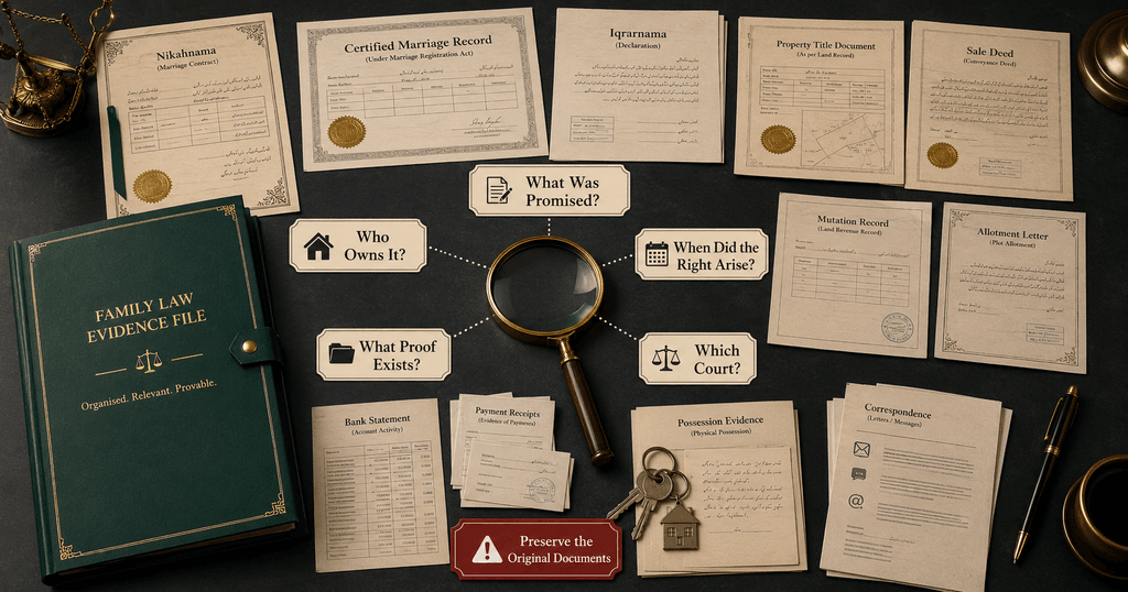 Evidence Checklist for Wife Property Divorce Rights Evidence checklist for wife property divorce rights after divorce in Pakistan