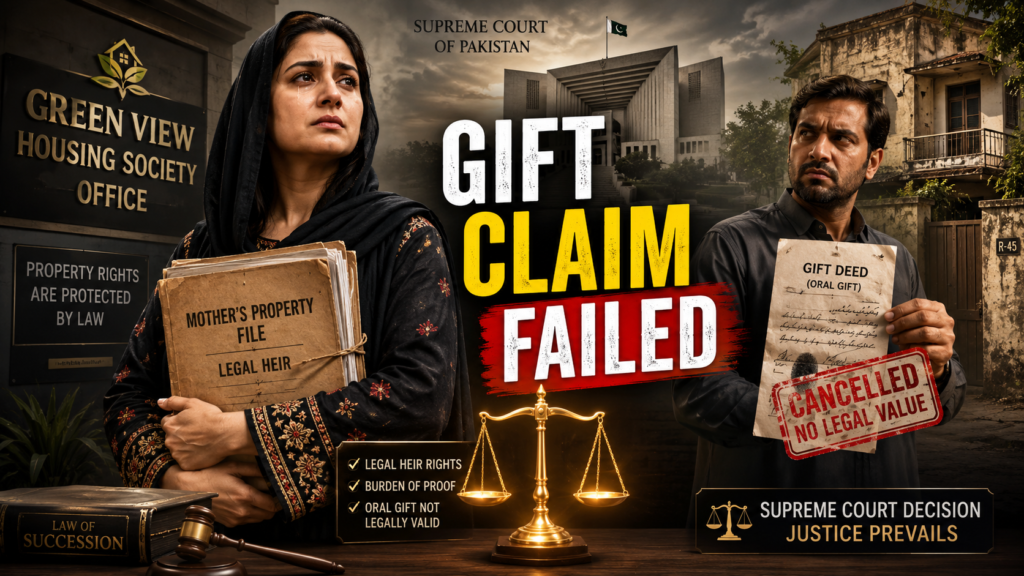 Property Law in Pakistan failed oral gift transfer case Property Law in Pakistan Supreme Court judgment on failed oral gift transfer
