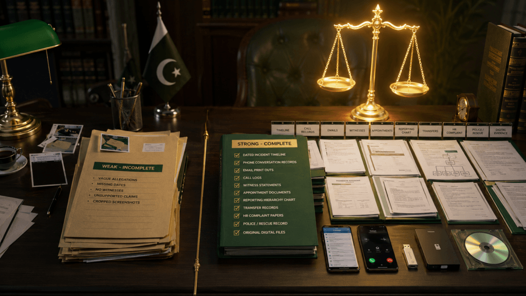 Harassment Complaint Pakistan Evidence Checklist Evidence checklist for Harassment Complaint Pakistan