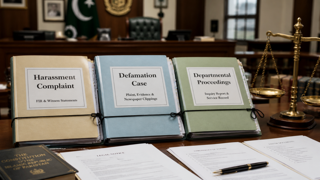 Three separate legal proceedings in a workplace harassment case in Pakistan