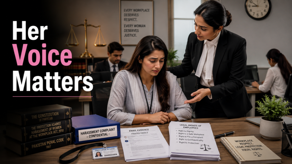 Workplace Harassment Complaint Pakistan female employee filing workplace harassment complaint in Pakistan
