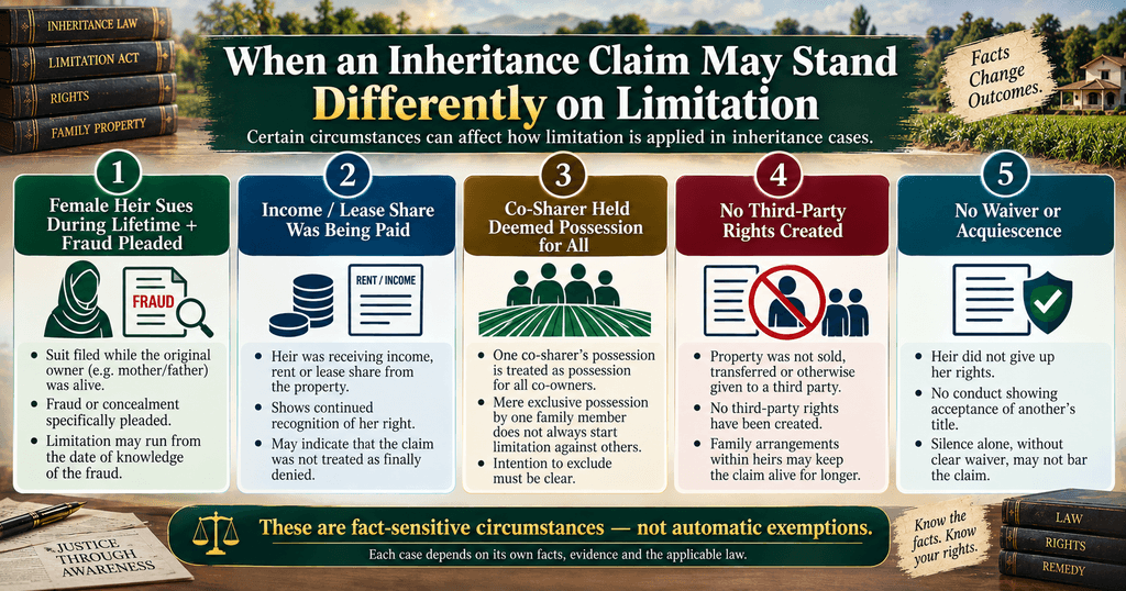 Five Limitation Circumstances in Inheritance Claims Five inheritance limitation circumstances from PLD 2025 Lahore 581