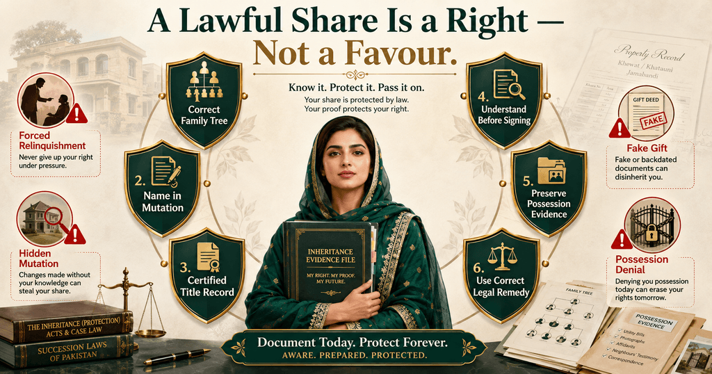 Women’s Property Inheritance Rights — Protect the Evidence Women Property Inheritance rights in Pakistan with mutation, title records and legal evidence protection