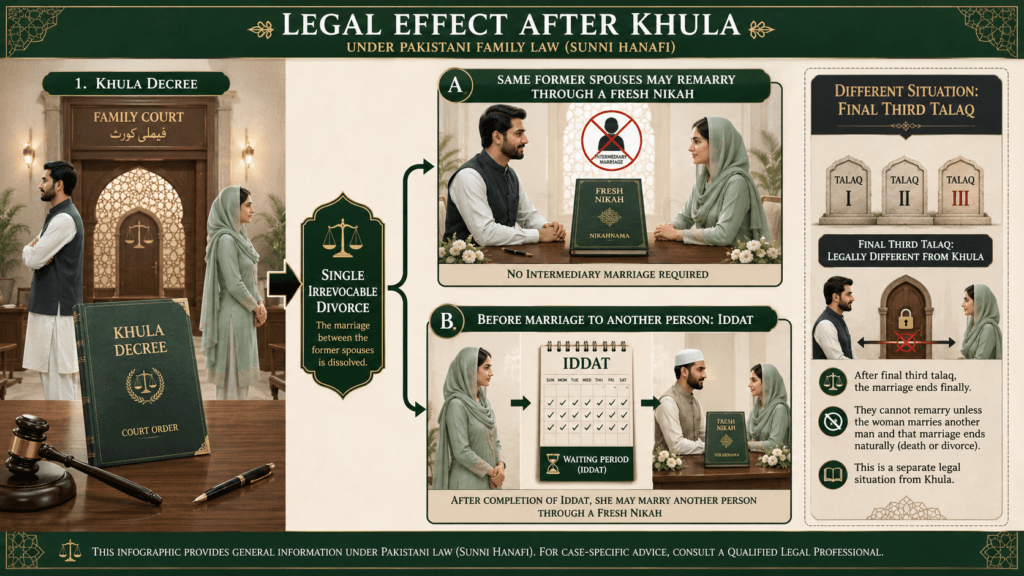Legal effect after Khula, fresh Nikah, Halala and Iddat in Pakistan