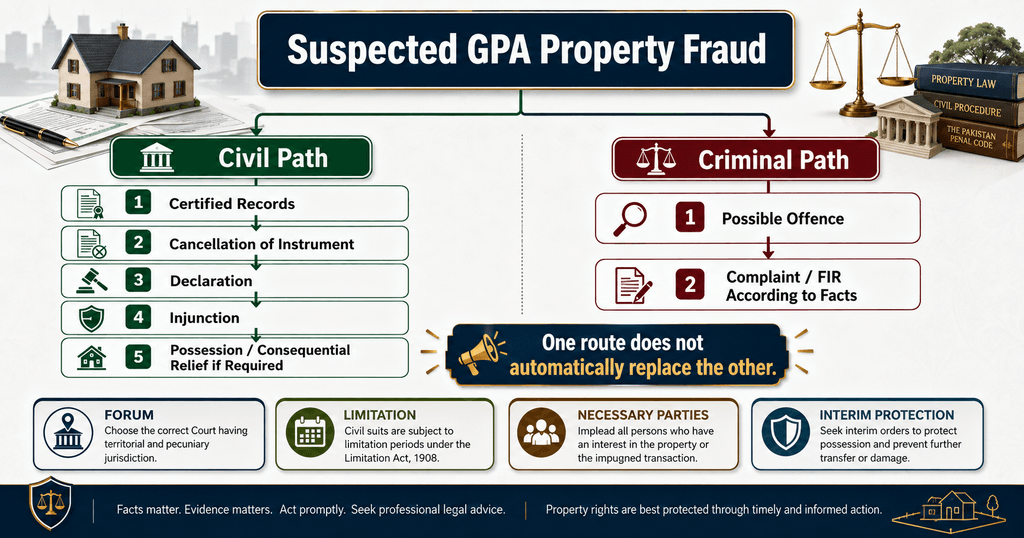 Property Law civil and criminal remedies after suspected GPA fraud
