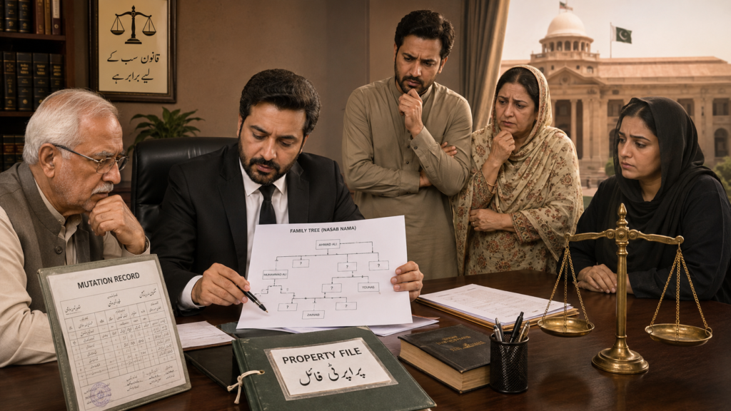 incomplete family tree in property inheritance dispute Pakistan
