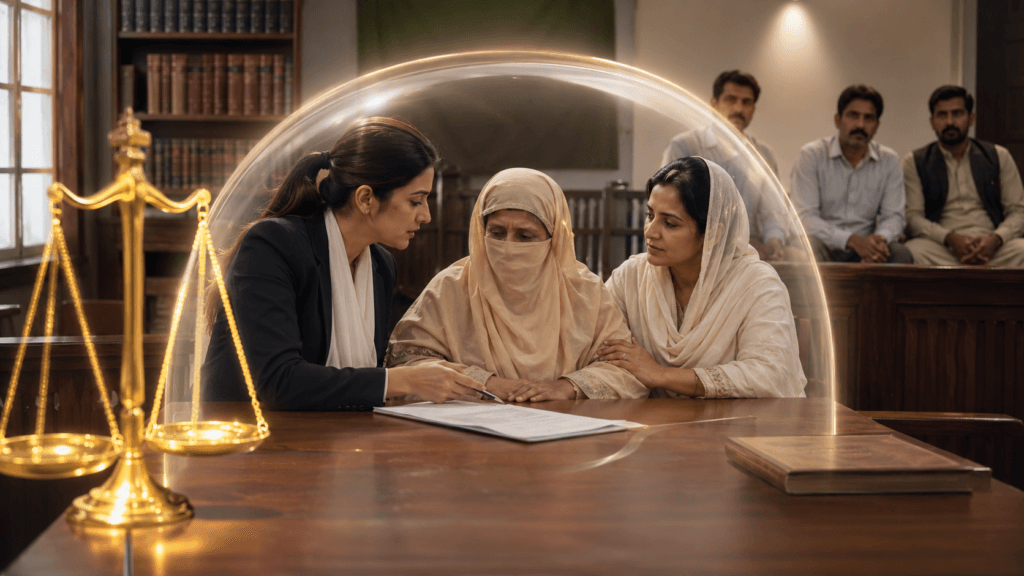 Legal Protection for Parda Nasheen Property Owners Parda nasheen woman receiving independent advice before transferring property