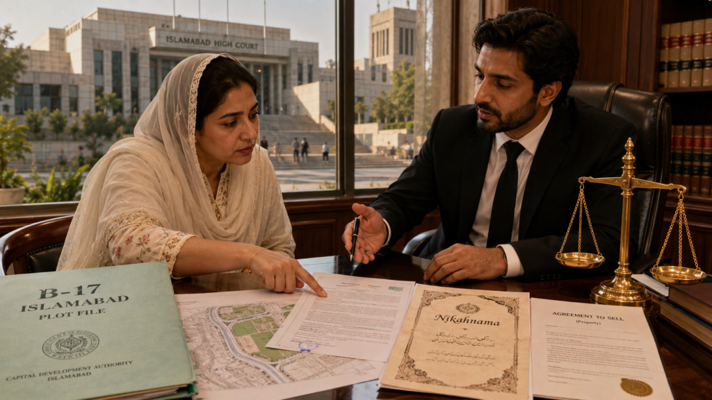 B-17 Islamabad property claim and wife's right on husband's property after divorce