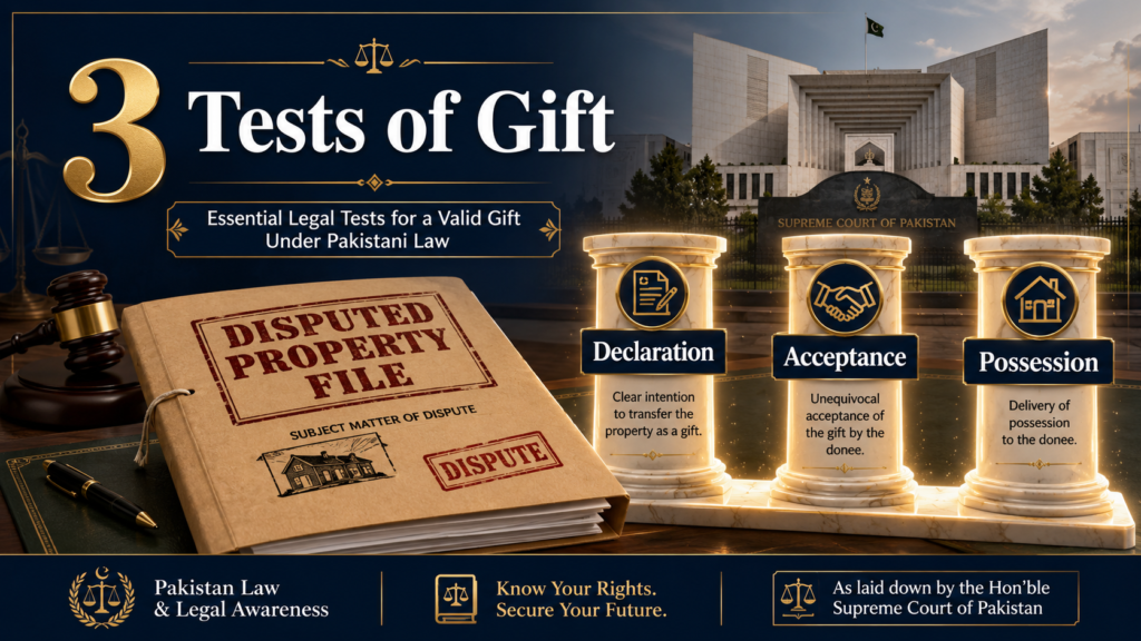 Three requirements of oral gift under Property Law in Pakistan Property Law in Pakistan three legal requirements of oral gift