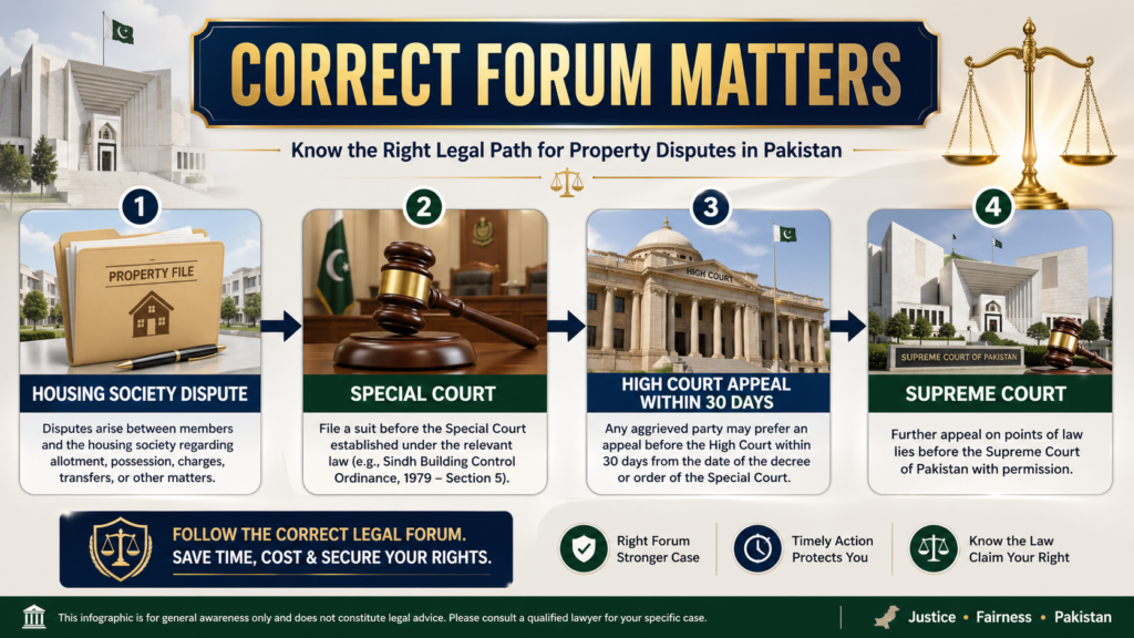 Cooperative society dispute forum under Property Law in Pakistan Property Law in Pakistan cooperative society court appeal process