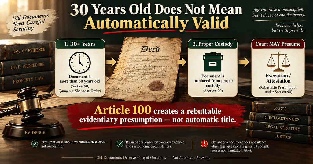 Article 100 Qanun-e-Shahadat old gift deed presumption explained Article 100 Qanun-e-Shahadat old gift deed presumption explained