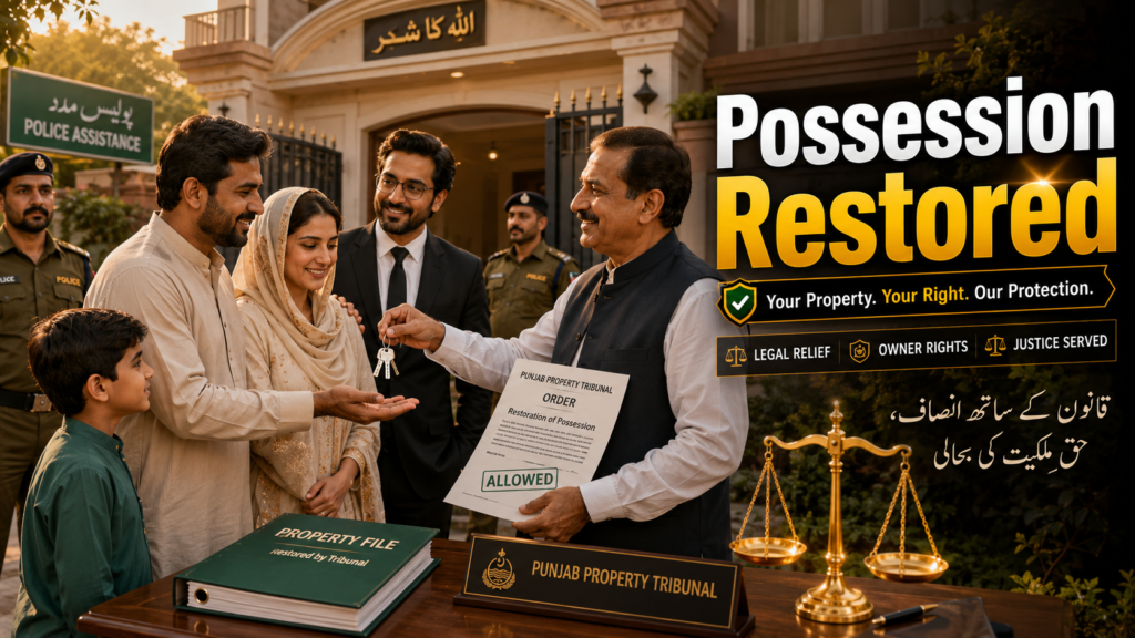 Restoration of possession under punjab protection of ownership of immovable property