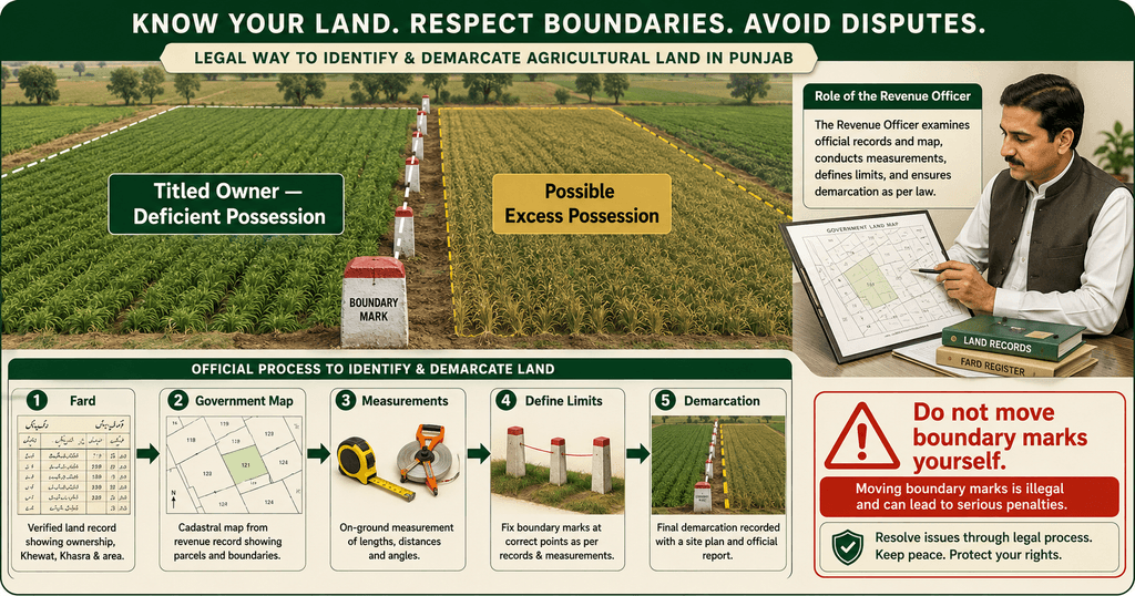 Punjab Land Demarcation and Boundary Dispute Punjab land revenue demarcation for boundary and excess possession dispute
