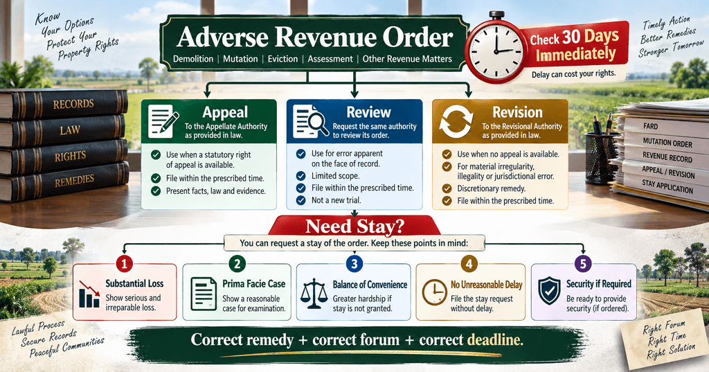 Punjab Revenue Appeal Review Revision and Stay Punjab land revenue appeal review revision stay and 30 day limitation