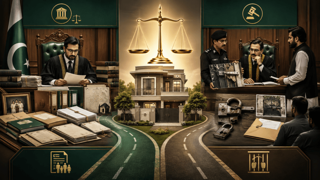 Civil and Criminal Property Proceedings Civil property suit and illegal dispossession proceedings continuing independently