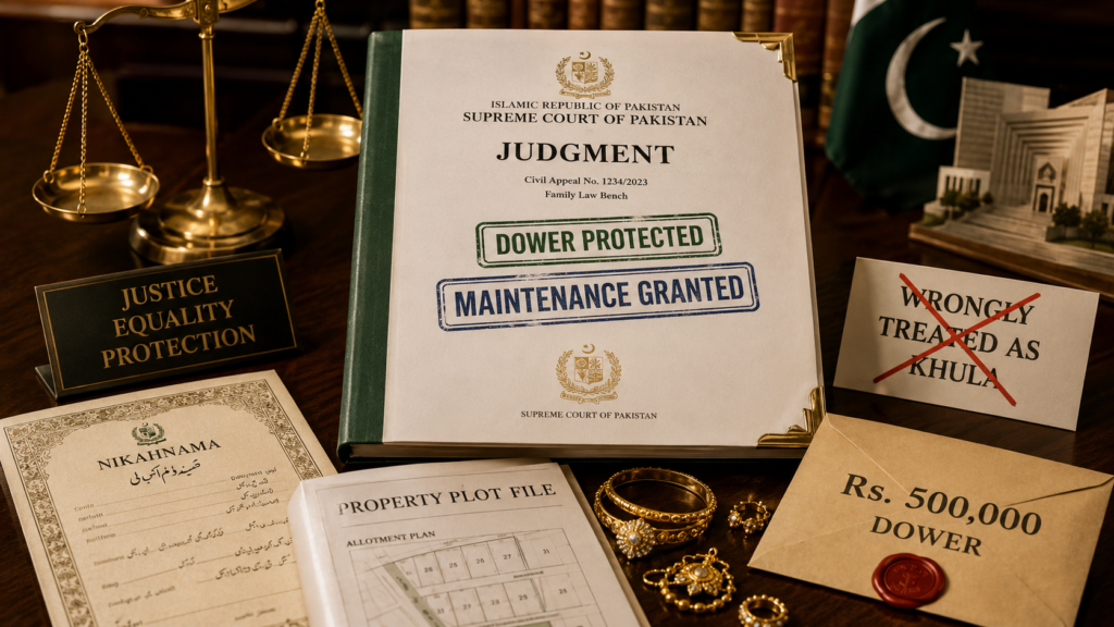 dower maintenance and khula procedure in Pakistan Supreme Court ruling
