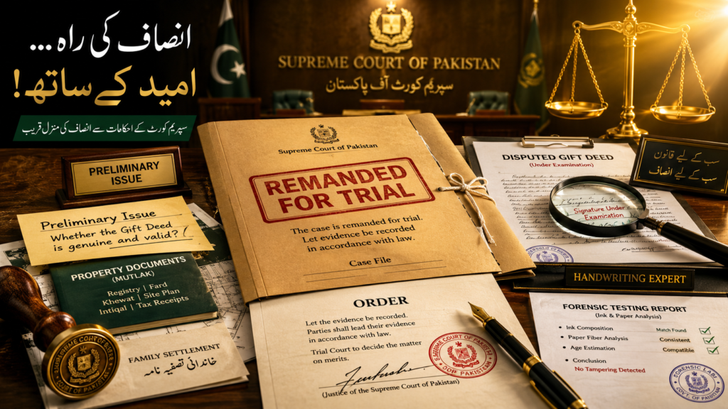 Supreme Court remanded case for evidence in rejection of plaint in Pakistan