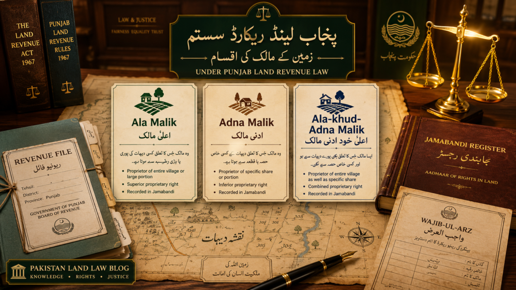 Ala Malik Adna Malik and Ala-khud-Adna Malik in Shamilat land law in Pakistan