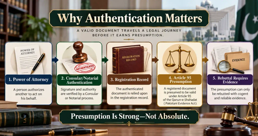 General power of attorney in Pakistan and Article 95 authentication presumption