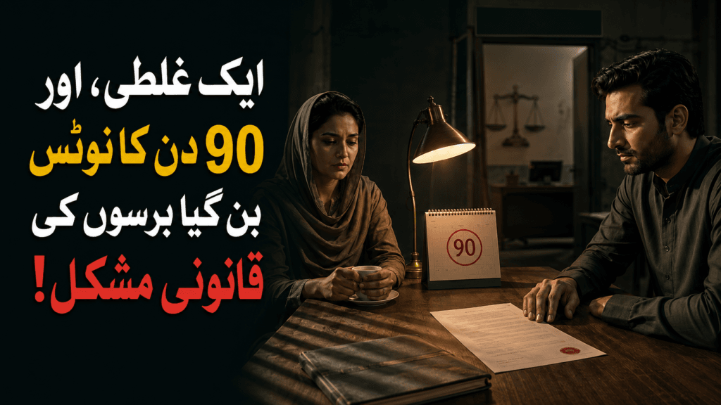 Divorce Procedure in Pakistan showing legal notice, Union Council process and separated Pakistani couple