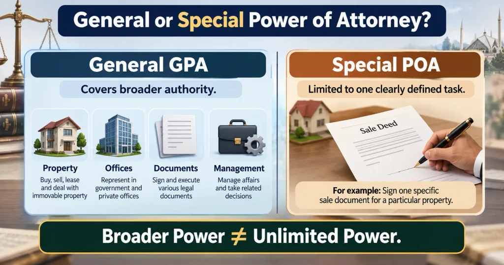General power of attorney in Pakistan compared with special power of attorney