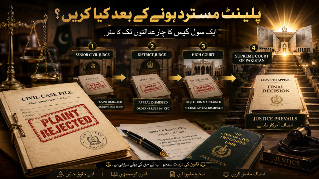 plaint rejected by trial court appeal and High Court Pakistan
