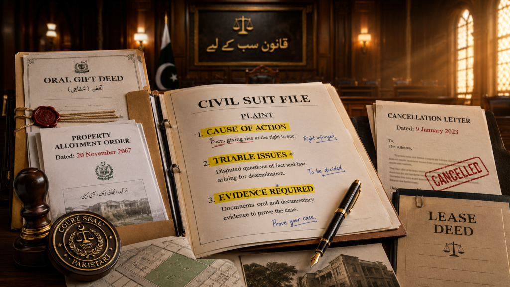 triable issues and evidence in rejection of plaint in Pakistan