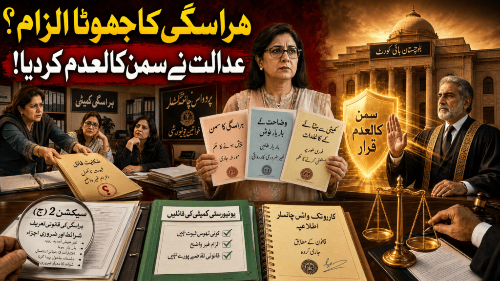 Women Harassment Act Balochistan case involving an illegal university harassment summons