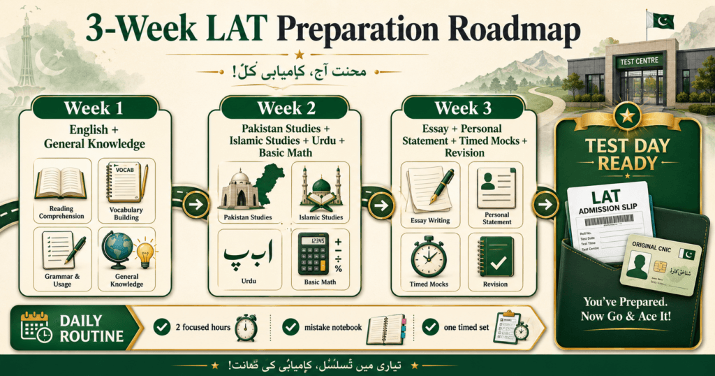 Three-week HEC LAT preparation roadmap 21-day study plan before the LAT Test Date