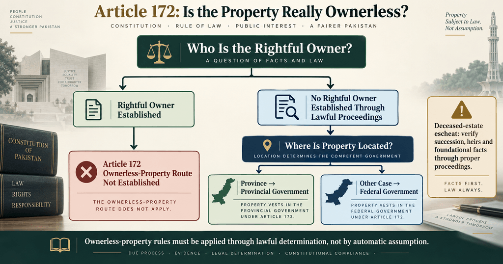 Article 172 ownerless property decision map in Pakistan