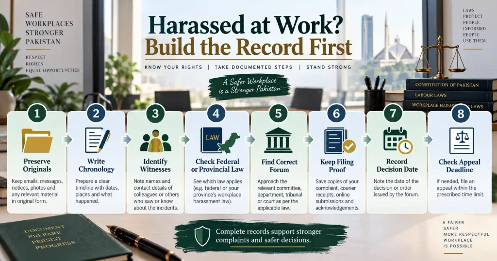 Workplace harassment complaint evidence and filing checklist Pakistan