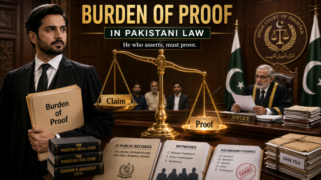 Burden of Proof under Qanun e Shahadat Order qanun e shahadat order burden of proof in Pakistan