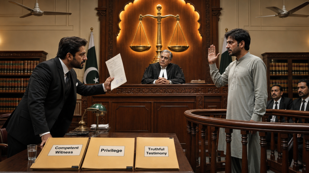 Witnesses under Qanun e Shahadat Order qanun e shahadat order witness testimony rules in Pakistan