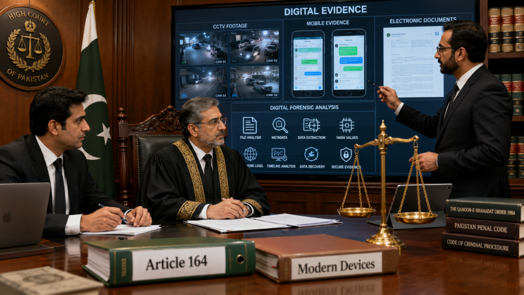 Digital Evidence under Qanun e Shahadat Order Article 164 qanun e shahadat order modern devices digital evidence Article 164