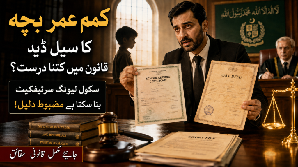 Minor Age Proof in Fake Sale Deed Case Fake Sale Deed in Pakistan involving minor age proof and school certificate