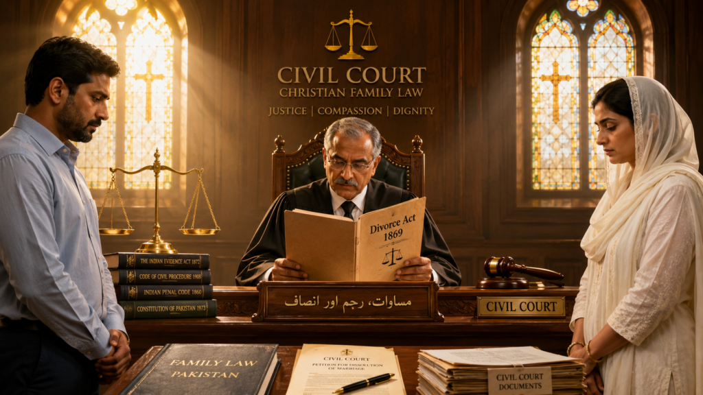 Christian Divorce in Pakistan courtroom case under Divorce Act 1869